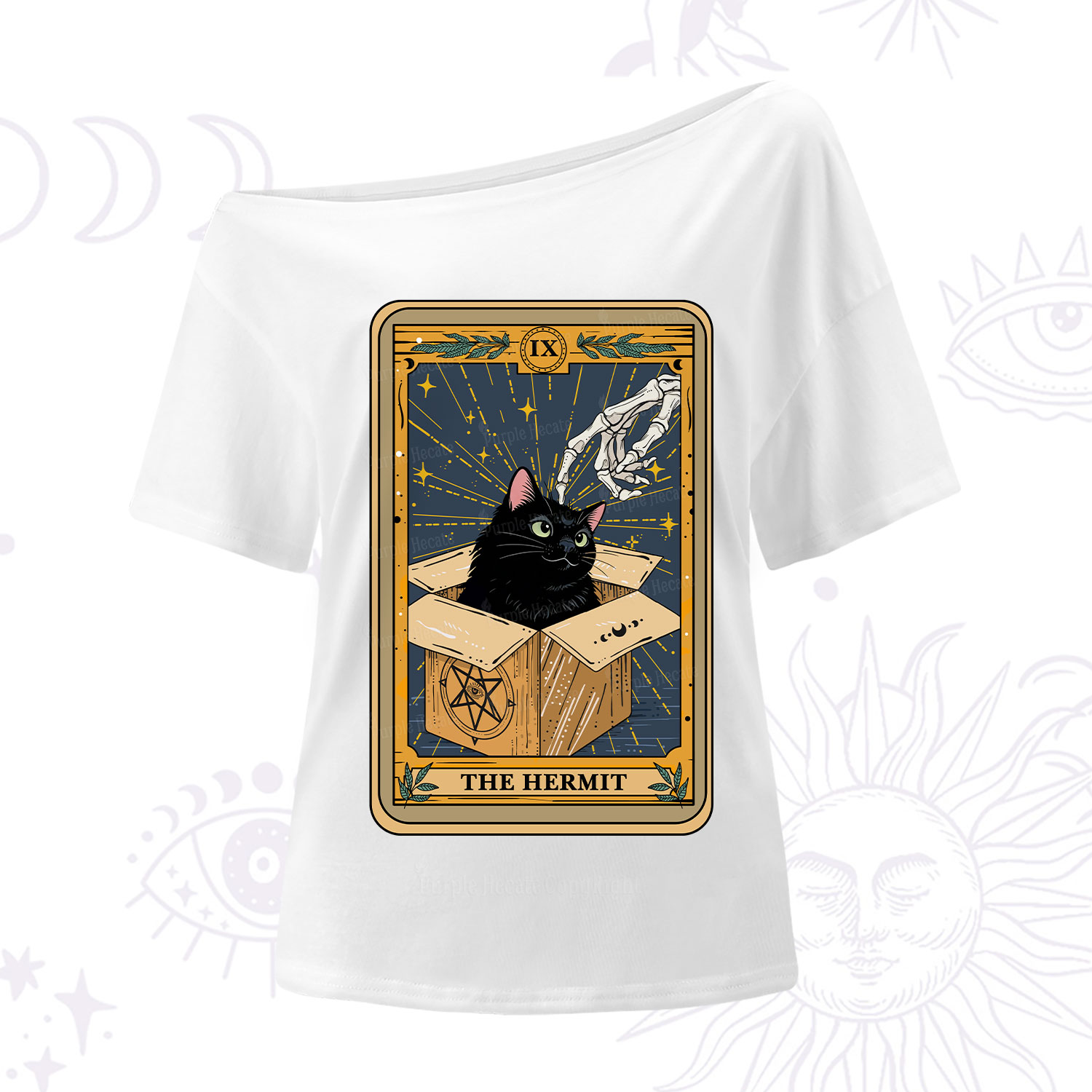 Purplehecate The Hermit Cat Tarot One Shoulder T-Shirt
