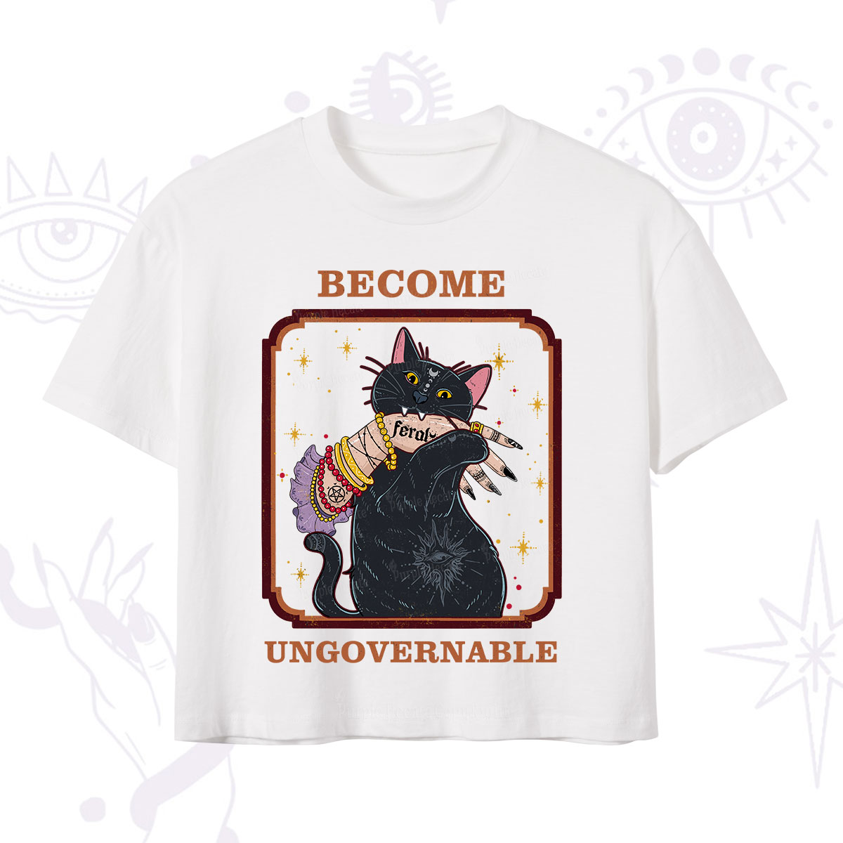 Purplehecate Become Ungovernable Cat Crop T-Shirt