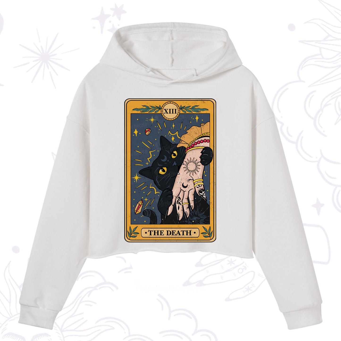 Purplehecate The Death Tarot Card Crop Hoodie
