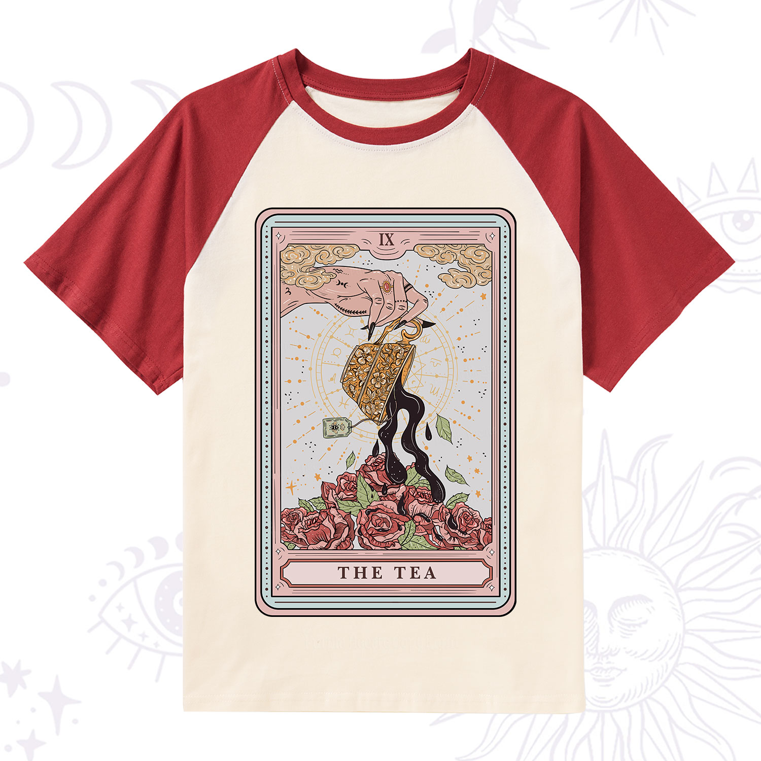 Purplehecate The Tea Food Tarot Raglan Short Sleeve T‑Shirt