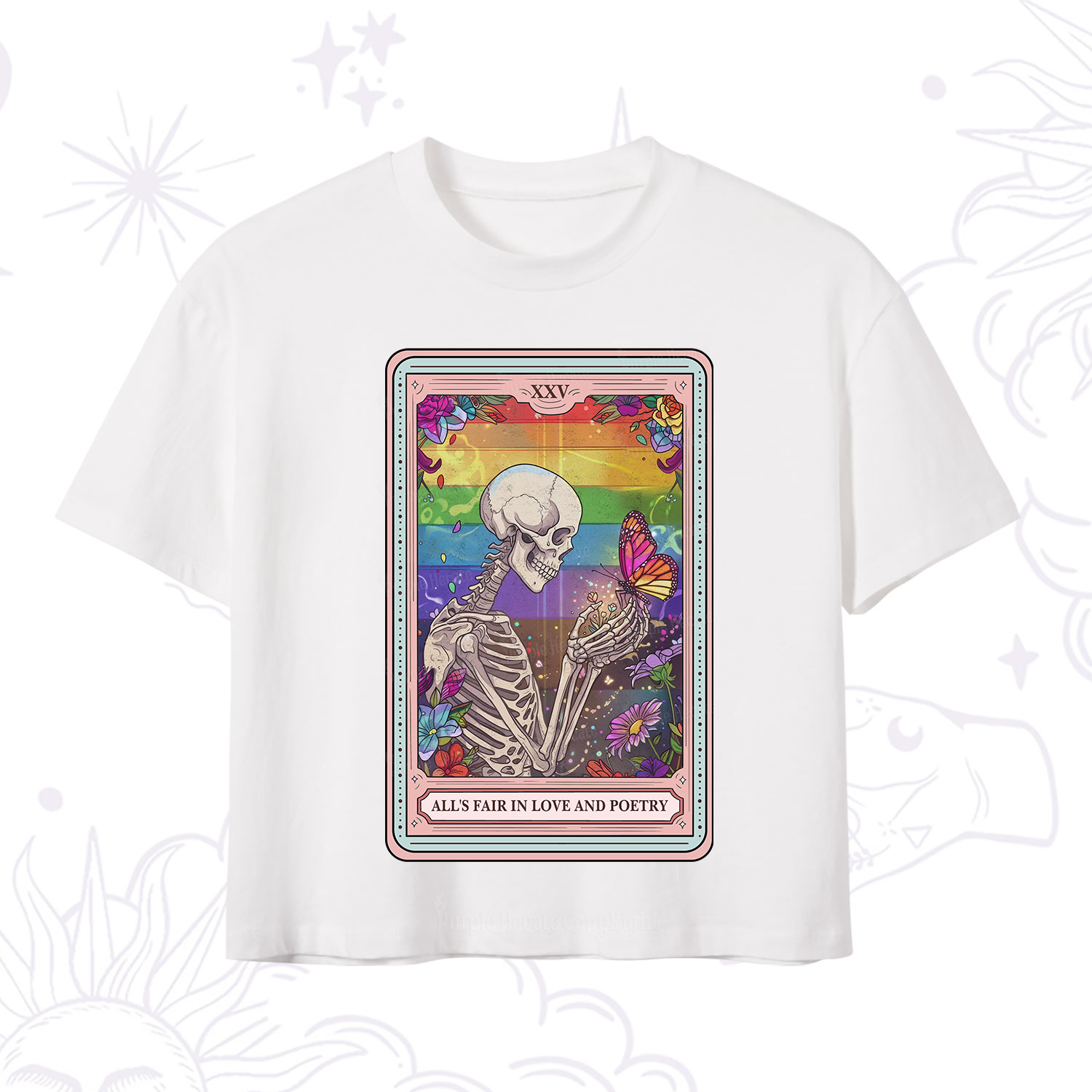 Purplehecate The All's Fair in Love and Poetry Skeleton Tarot Crop T-Shirt