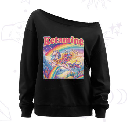 Purplehecate Ketamine Rainbow Unicorn Off The Shoulder Sweatshirt