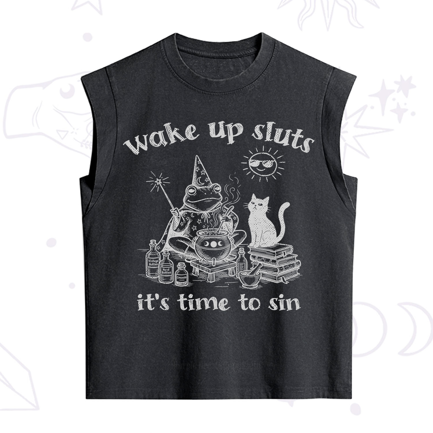 Purplehecate Wake Up Sluts It's Time to Sin Witch Frog Vintage Washed Tank