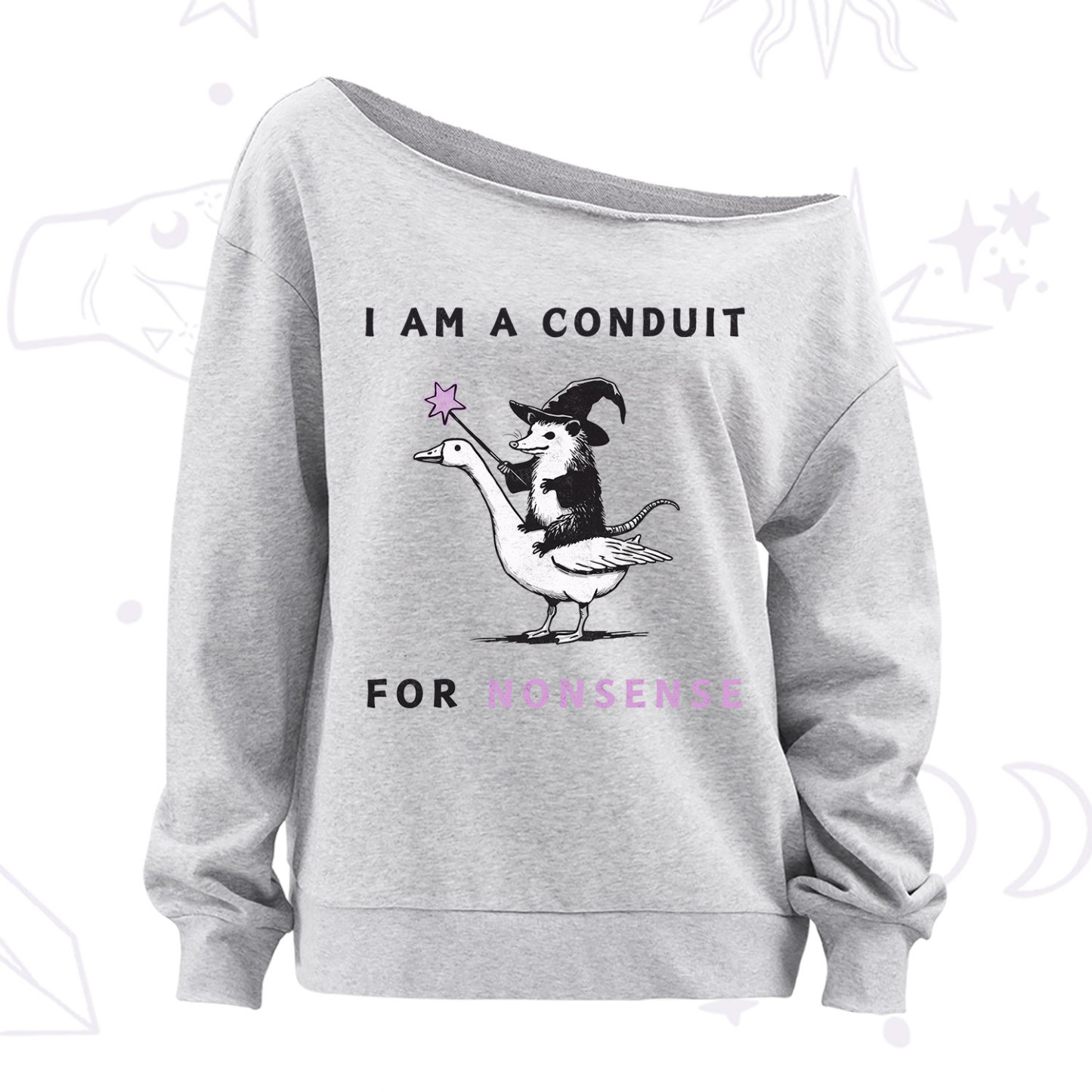 Purplehecate I Am A Conduit For Nonsense Off The Shoulder Sweatshirt