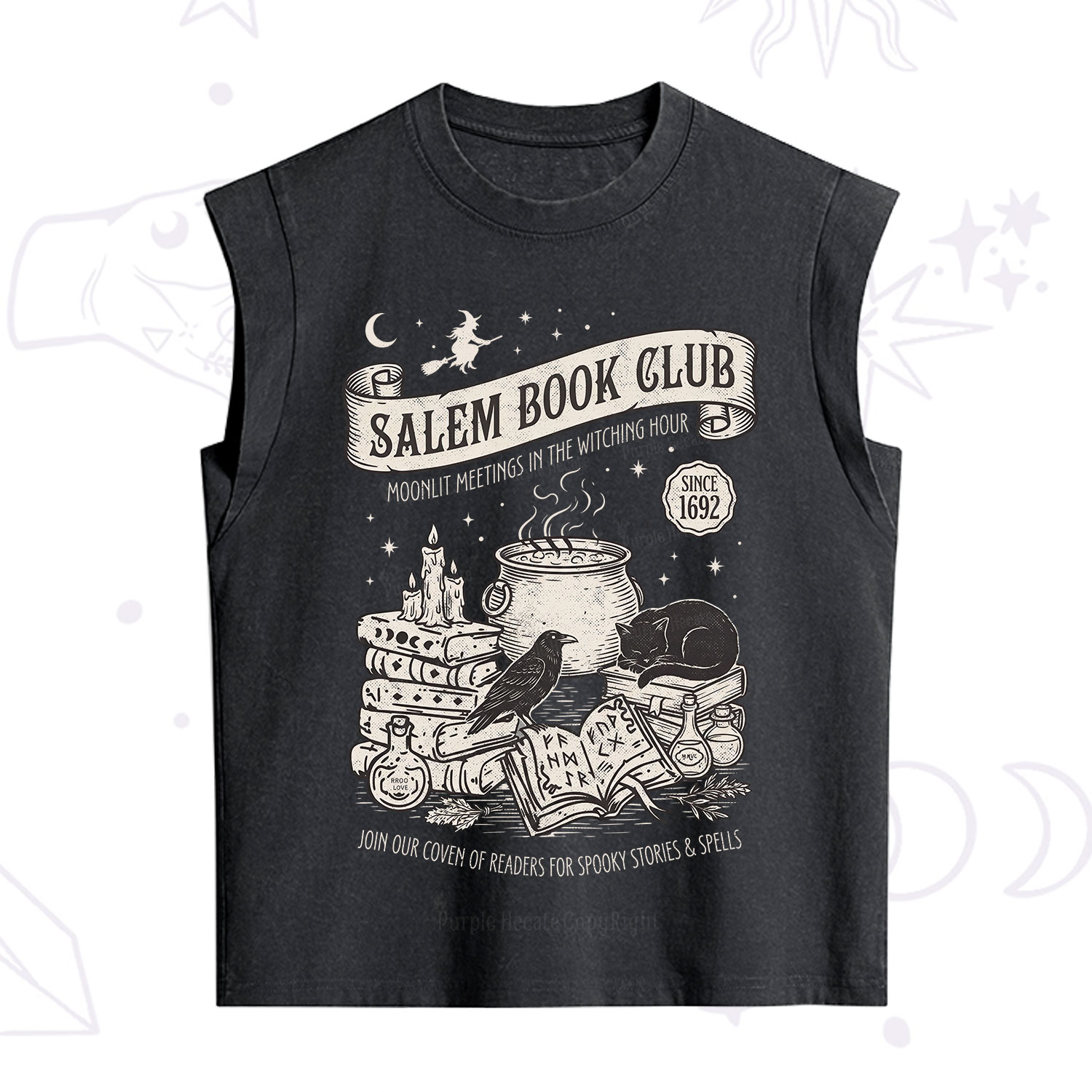 Purplehecate Salem Witch Book Club Vintage Washed Tank