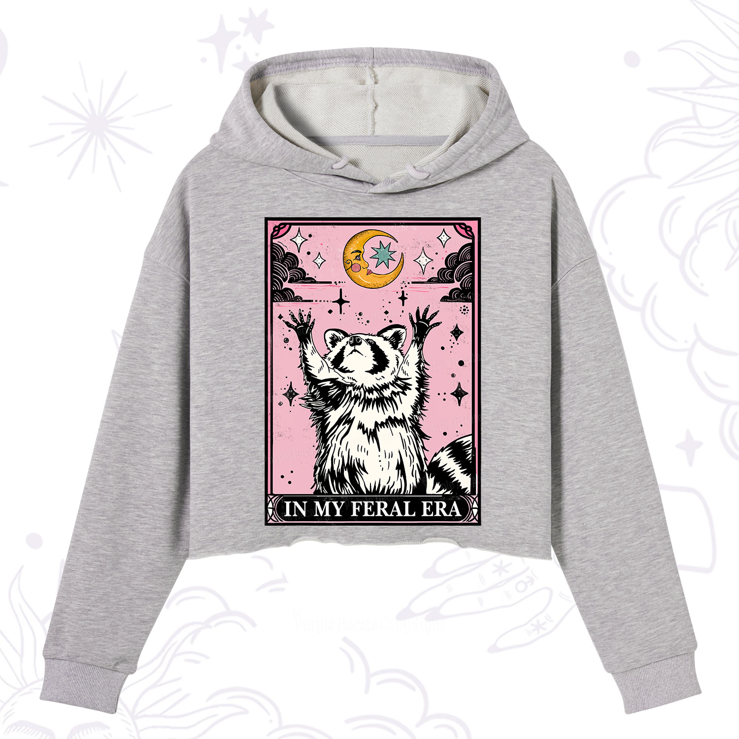 Purplehecate The In My Feral Era Tarot Raccoon Crop Hoodie