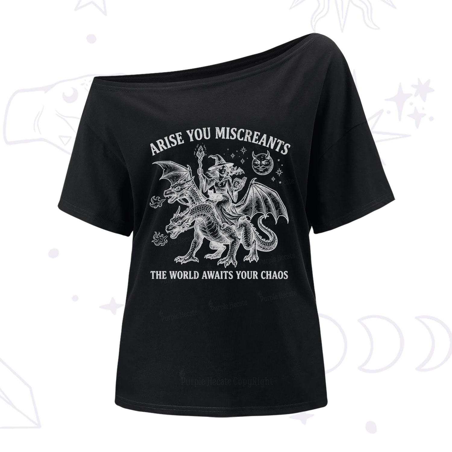Purplehecate Arise You Miscreants Chaos Rider Witch One Shoulder T-Shirt