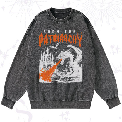 Purplehecate Burn the Patriarchy Dragon Washed Sweatshirt