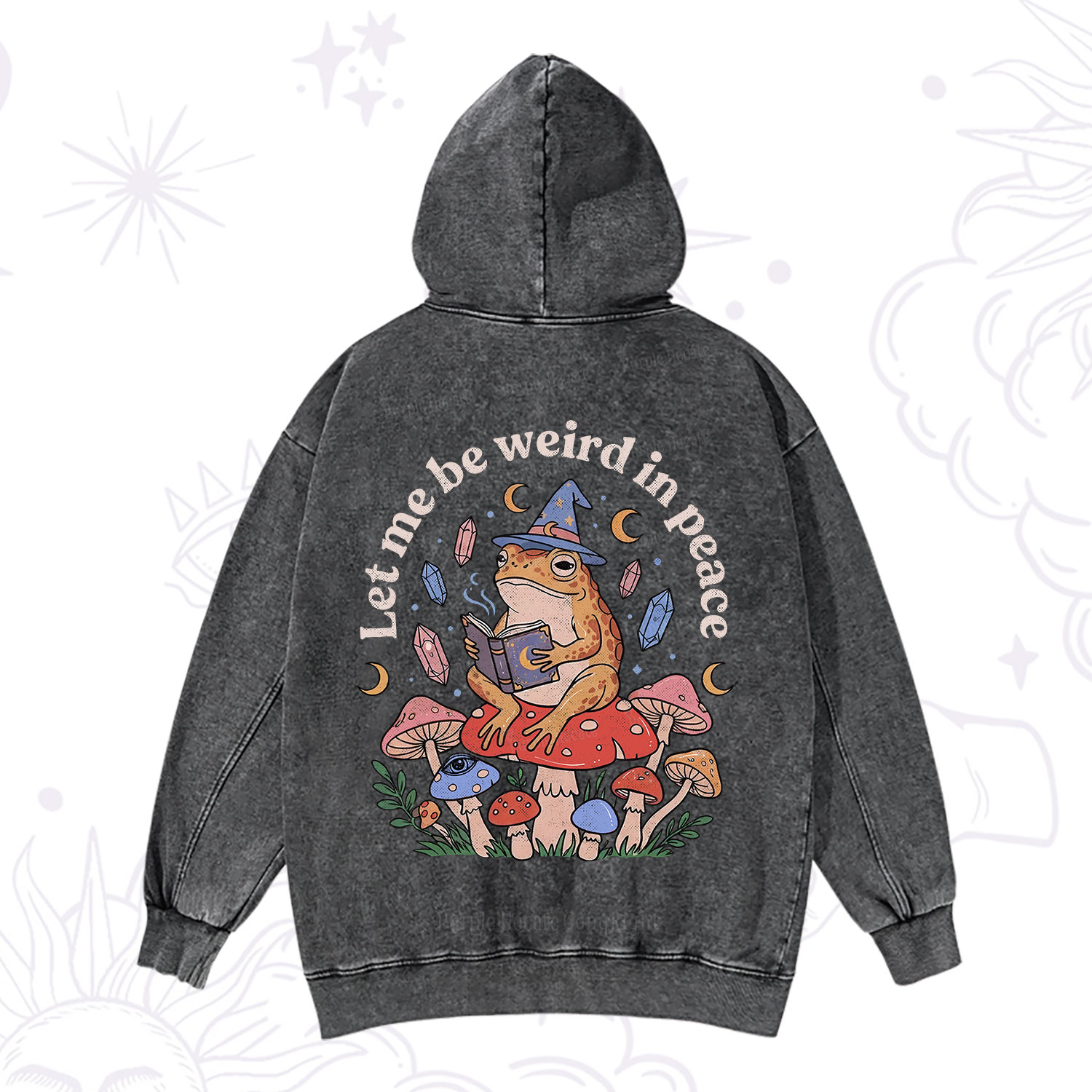 Purplehecate Let Me Be Weird in Peace Frog Washed Hoodie