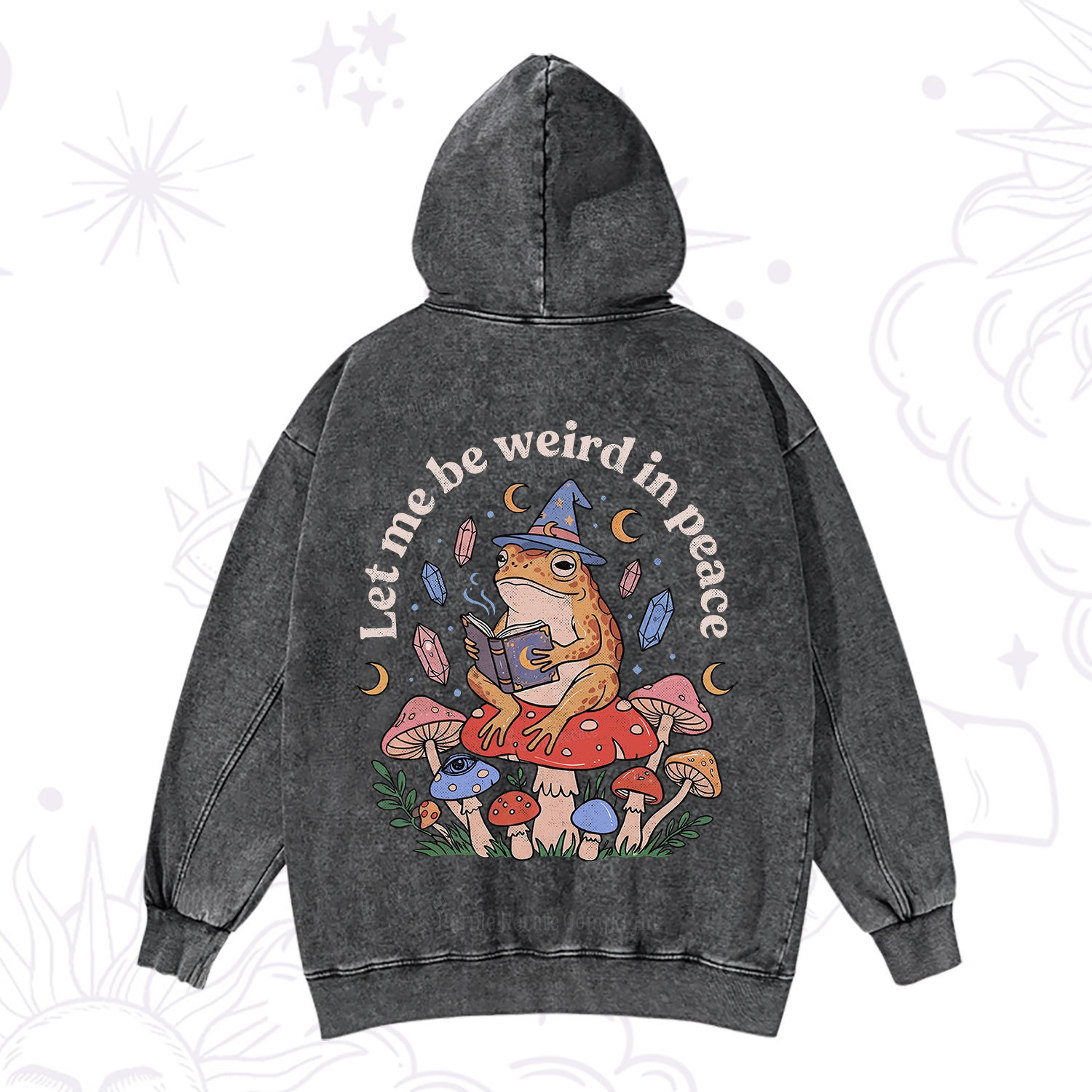 Purplehecate Let Me Be Weird in Peace Frog Washed Hoodie