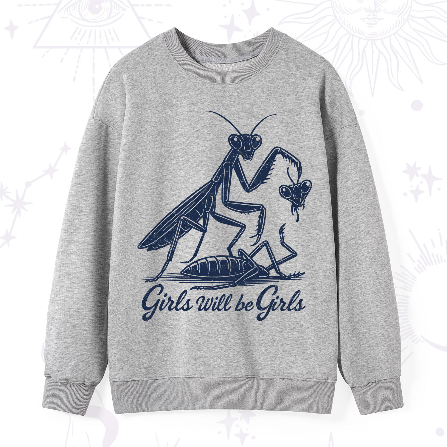 Purplehecate Girls Will Be Girls Praying Mantis Sweatshirt