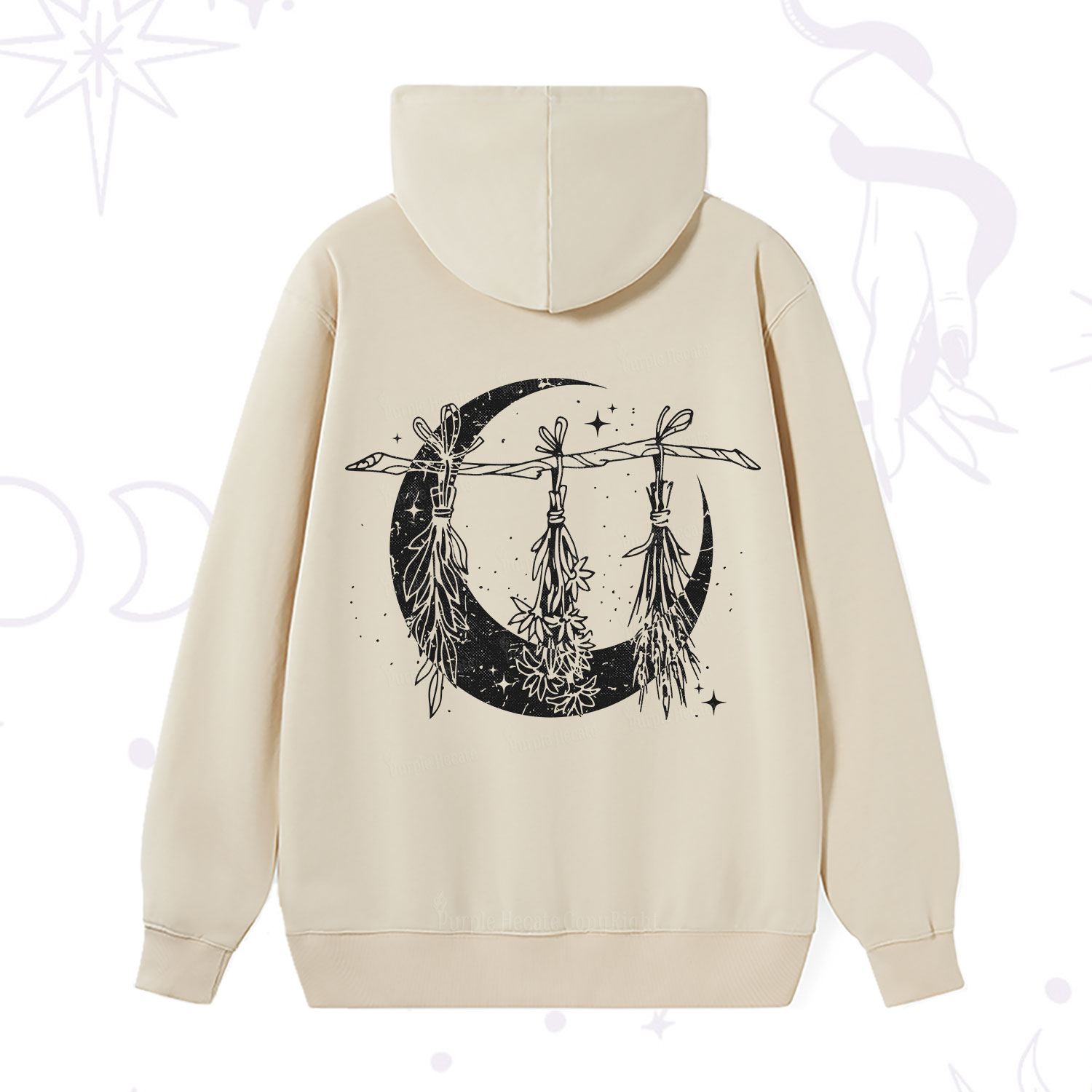 Purplehecate Witchy Moon Herbs Hoodie