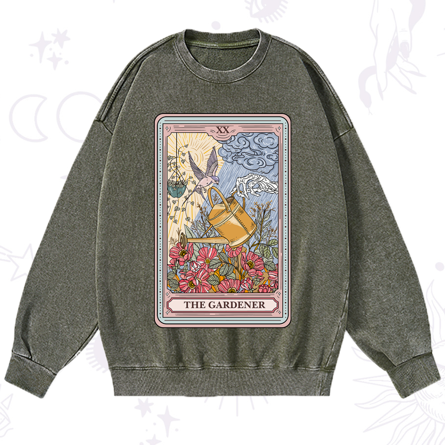 Purplehecate The Gardener Tarot Washed Sweatshirt