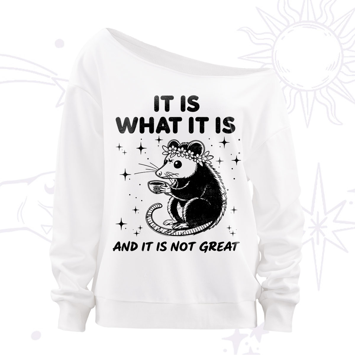 Purplehecate Possum It Is What It Is Off The Shoulder Sweatshirt