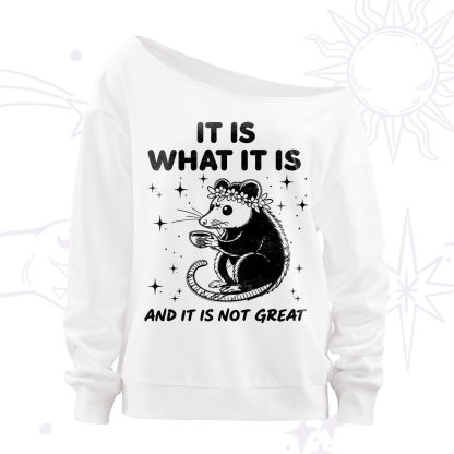 Purplehecate Possum It Is What It Is Off The Shoulder Sweatshirt