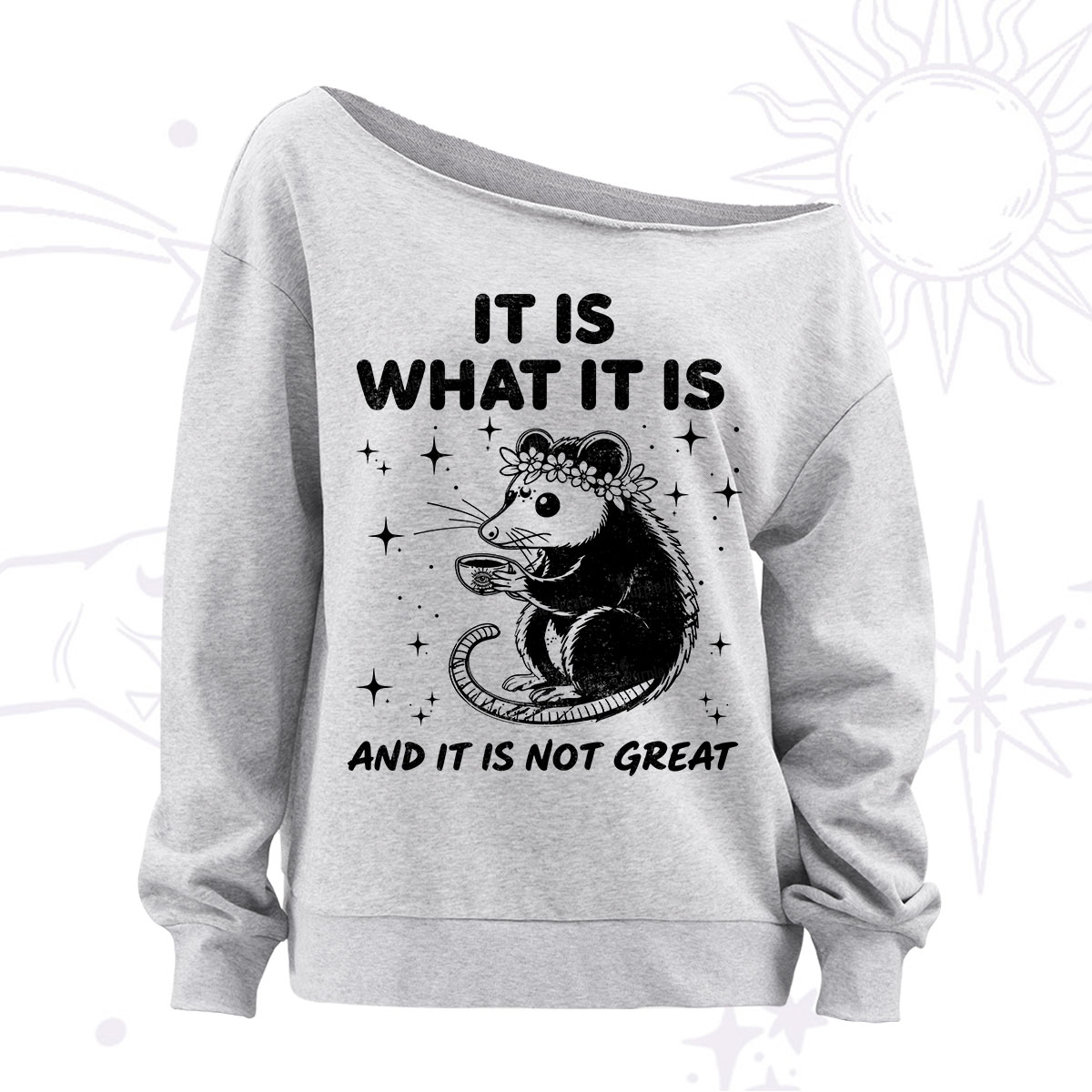 Purplehecate Possum It Is What It Is Off The Shoulder Sweatshirt