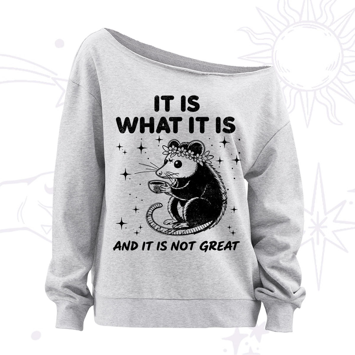 Purplehecate Possum It Is What It Is Off The Shoulder Sweatshirt