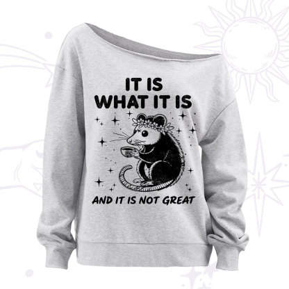 Purplehecate Possum It Is What It Is Off The Shoulder Sweatshirt