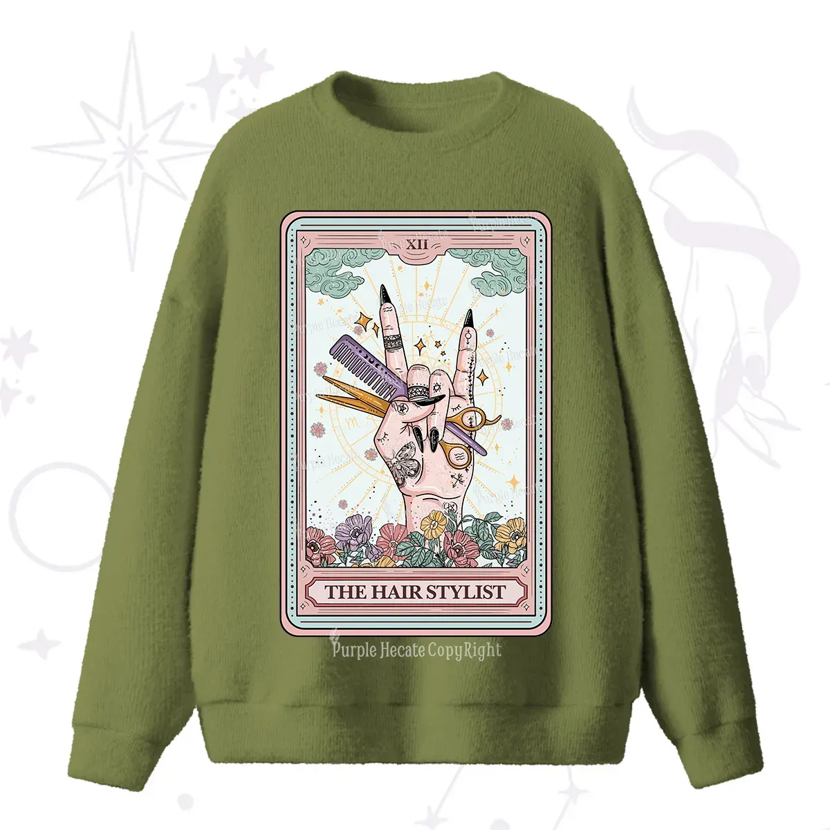 Purplehecate The Hair Stylist Tarot Fuzzy Ugly Sweater