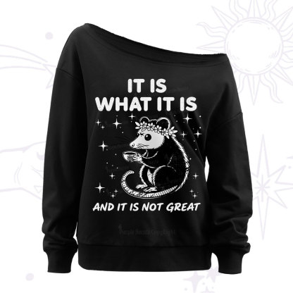 Purplehecate Possum It Is What It Is Off The Shoulder Sweatshirt