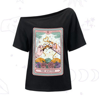 Purplehecate The Knitter Tarot Card One-Shoulder T-Shirt
