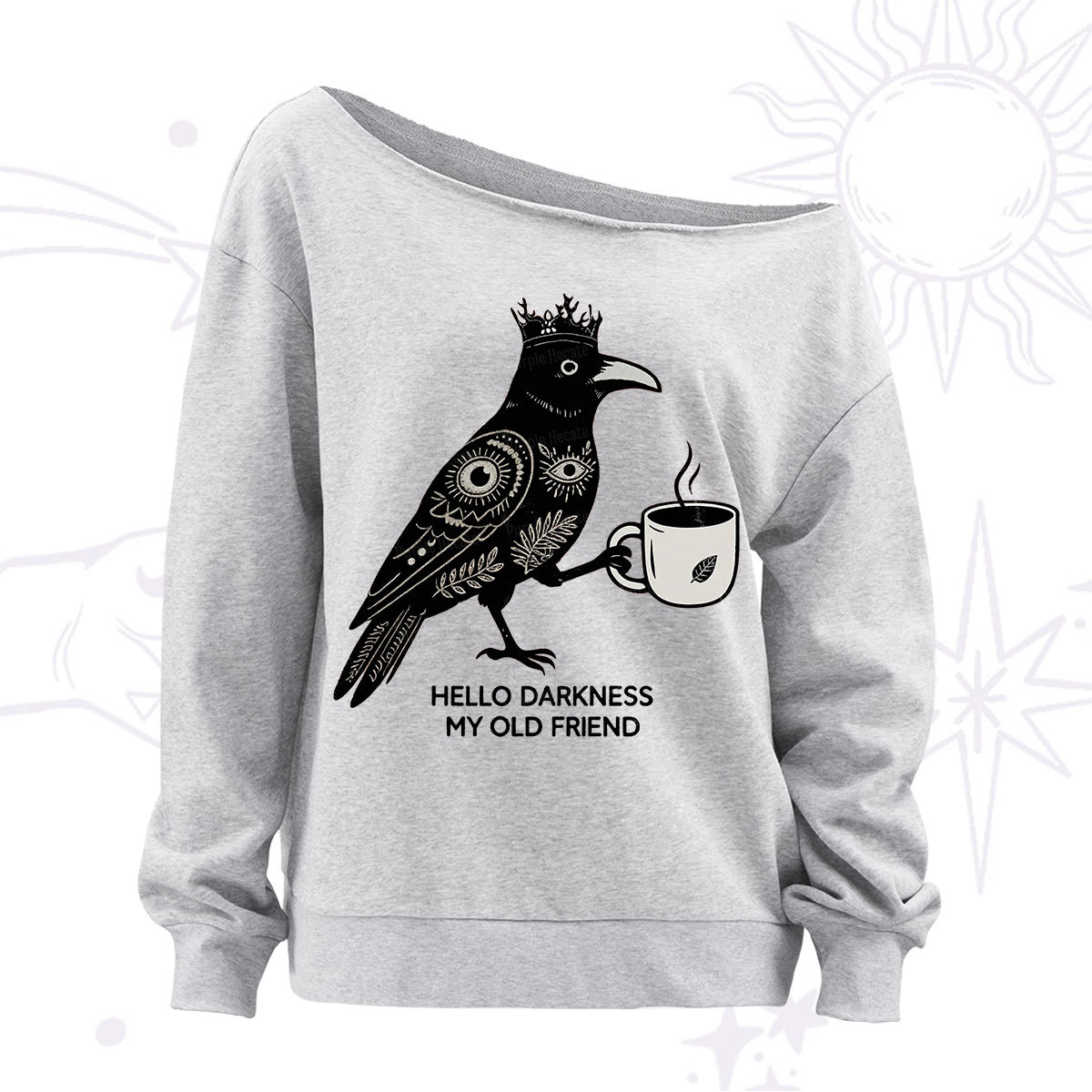 Purplehecate Hello Darkness My Old Friend Off The Shoulder Sweatshirt