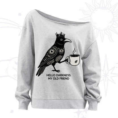 Purplehecate Hello Darkness My Old Friend Off The Shoulder Sweatshirt