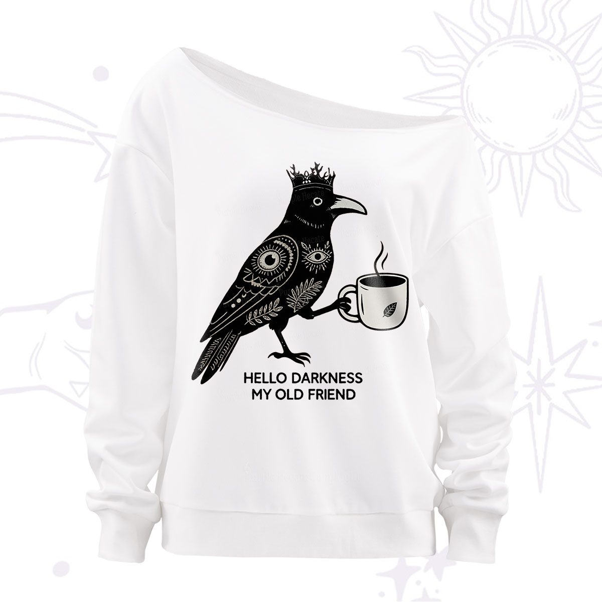 Purplehecate Hello Darkness My Old Friend Off The Shoulder Sweatshirt