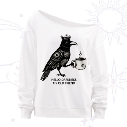 Purplehecate Hello Darkness My Old Friend Off The Shoulder Sweatshirt