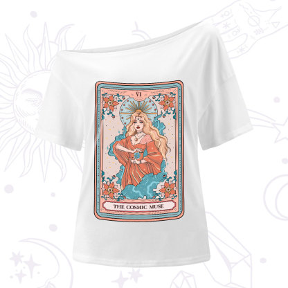 Purplehecate The Cosmic Muse Tarot Card One-Shoulder T-Shirt