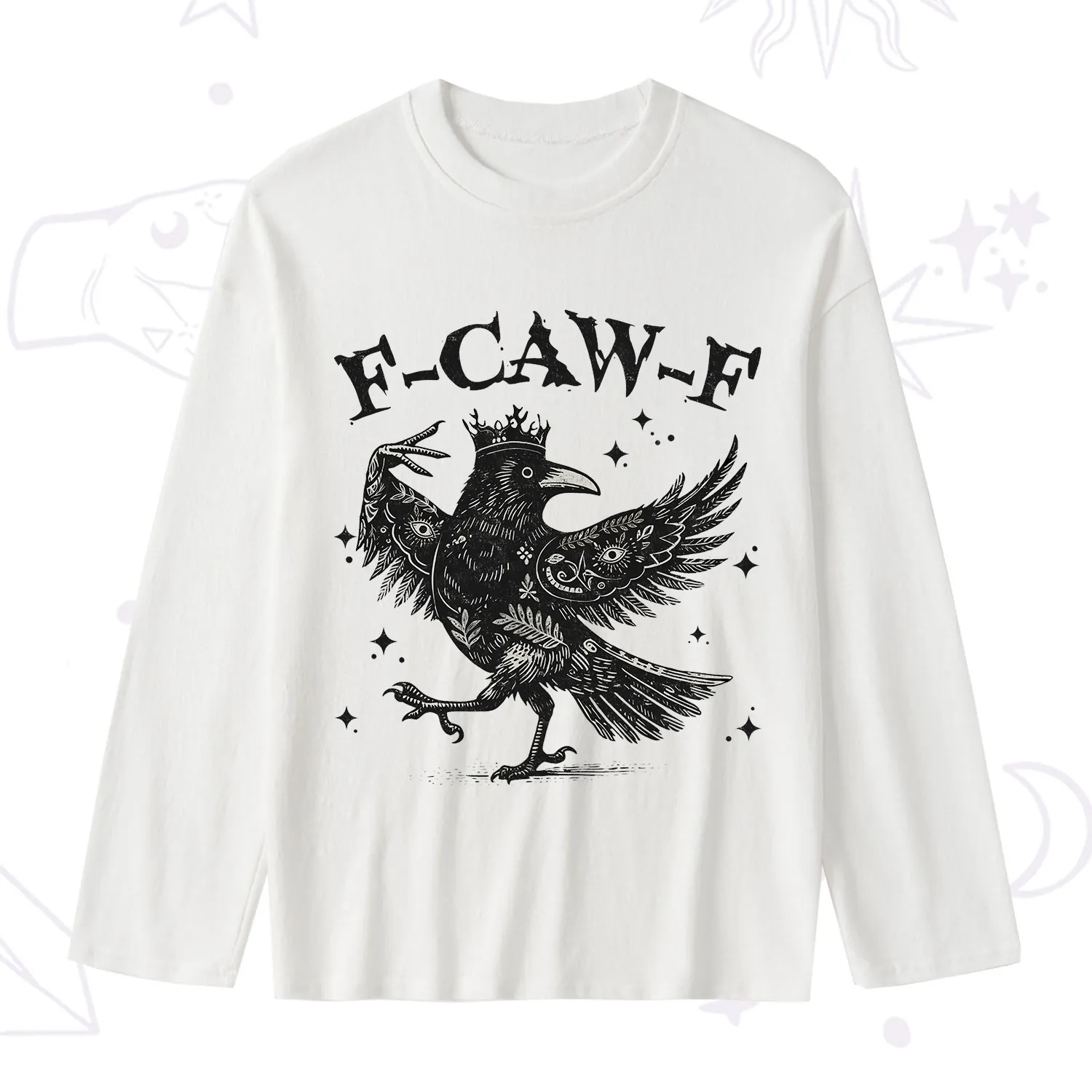 Purplehecate F-caw-f Funny Crow Slub Long Sleeve T-Shirt