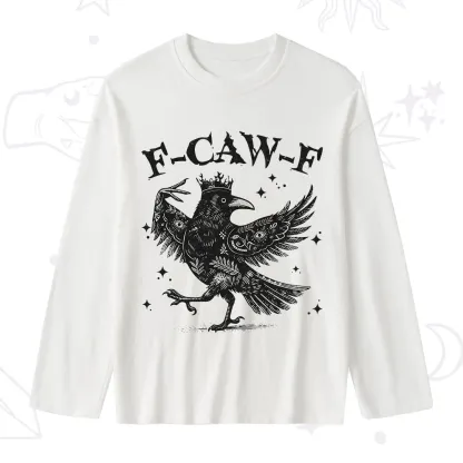 Purplehecate F-caw-f Funny Crow Slub Long Sleeve T-Shirt