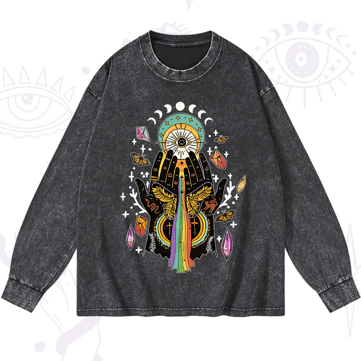 Purplehecate Mystical Witchy Hands Washed Long Sleeve Shirt