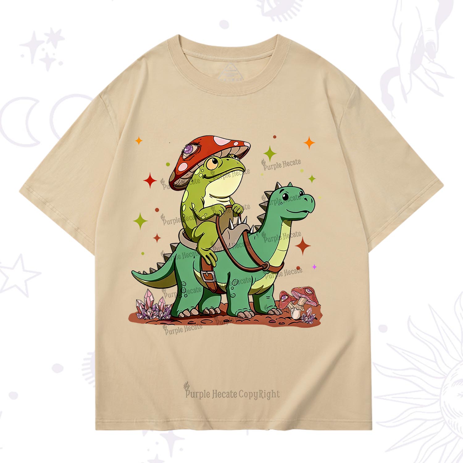 Purplehecate Frog Riding a Dinosaur T-Shirt