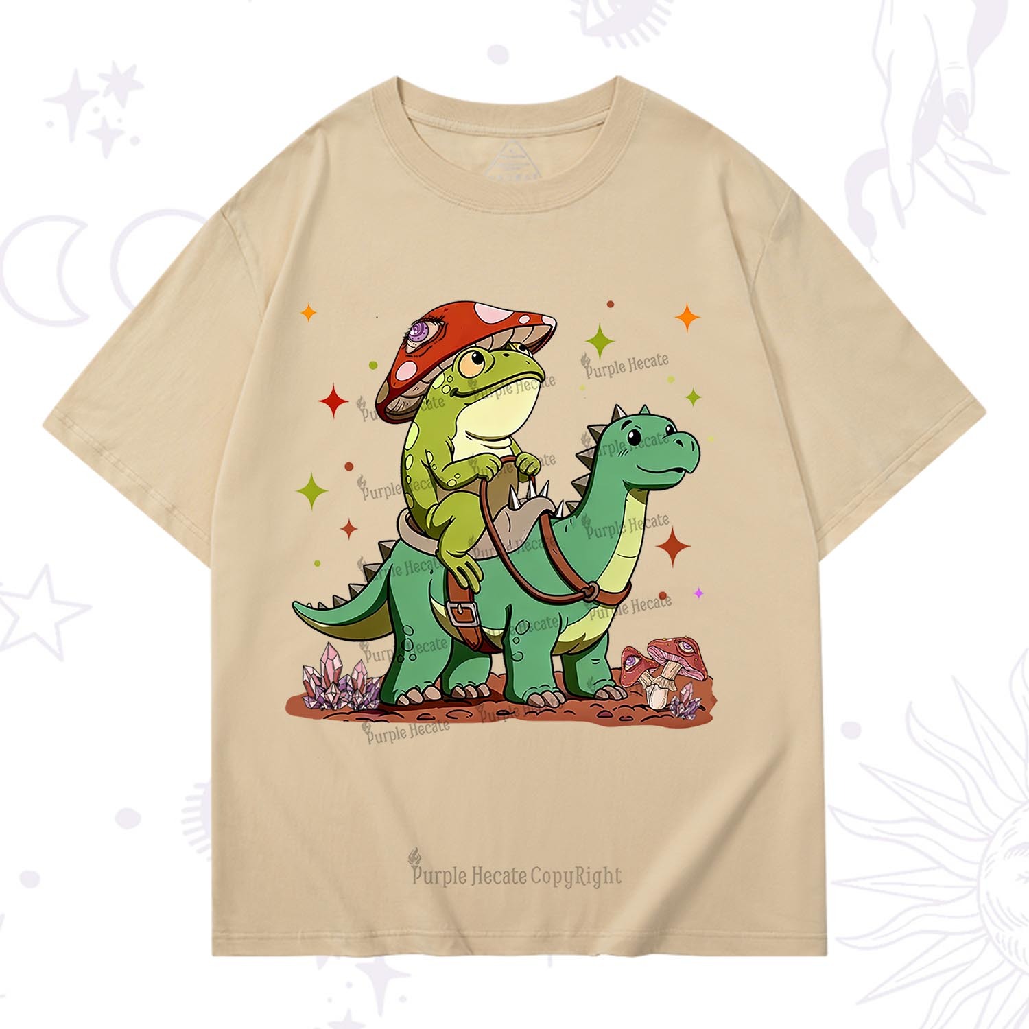 Purplehecate Frog Riding a Dinosaur T-Shirt