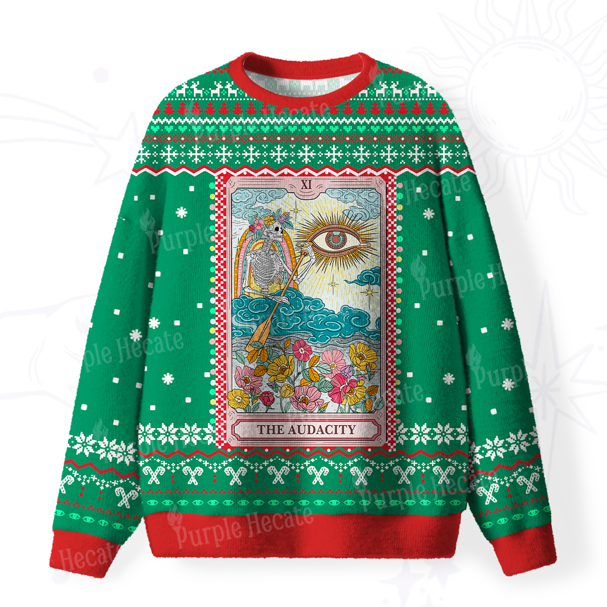 Purplehecate The Audacity Tarot Fuzzy Ugly Christmas Sweatshirt