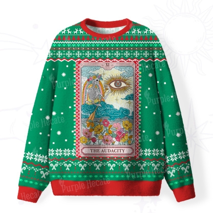 Purplehecate The Audacity Tarot Fuzzy Ugly Christmas Sweatshirt