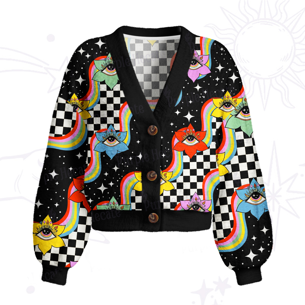 Purplehecate Enchanted Eye Blossom Cardigan Sweaters