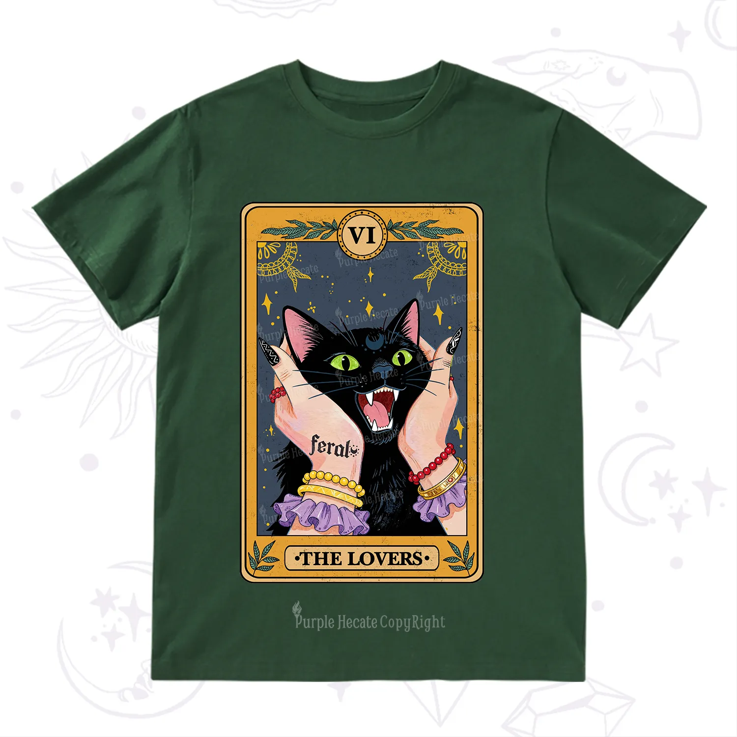 Purplehecate The Lovers Tarot Feral Cat T-Shirt
