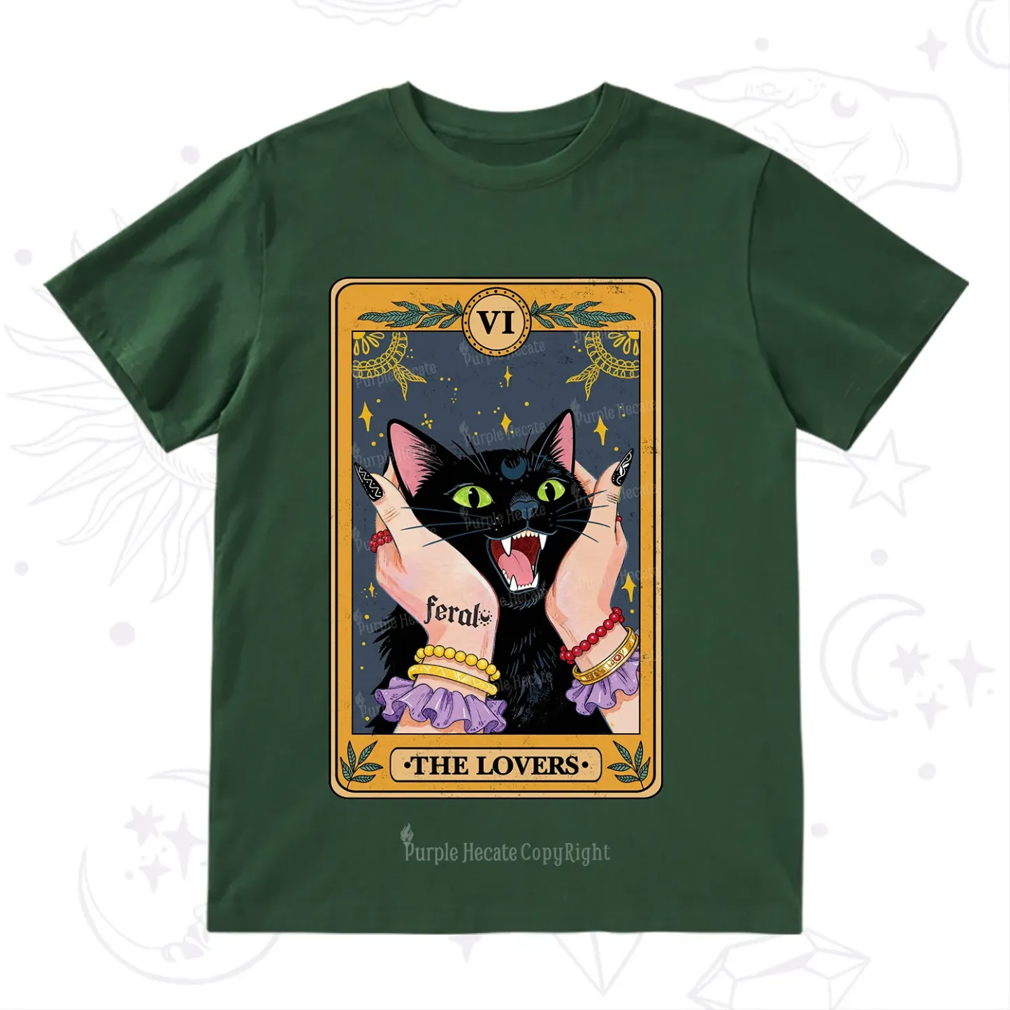 Purplehecate The Lovers Tarot Feral Cat T-Shirt