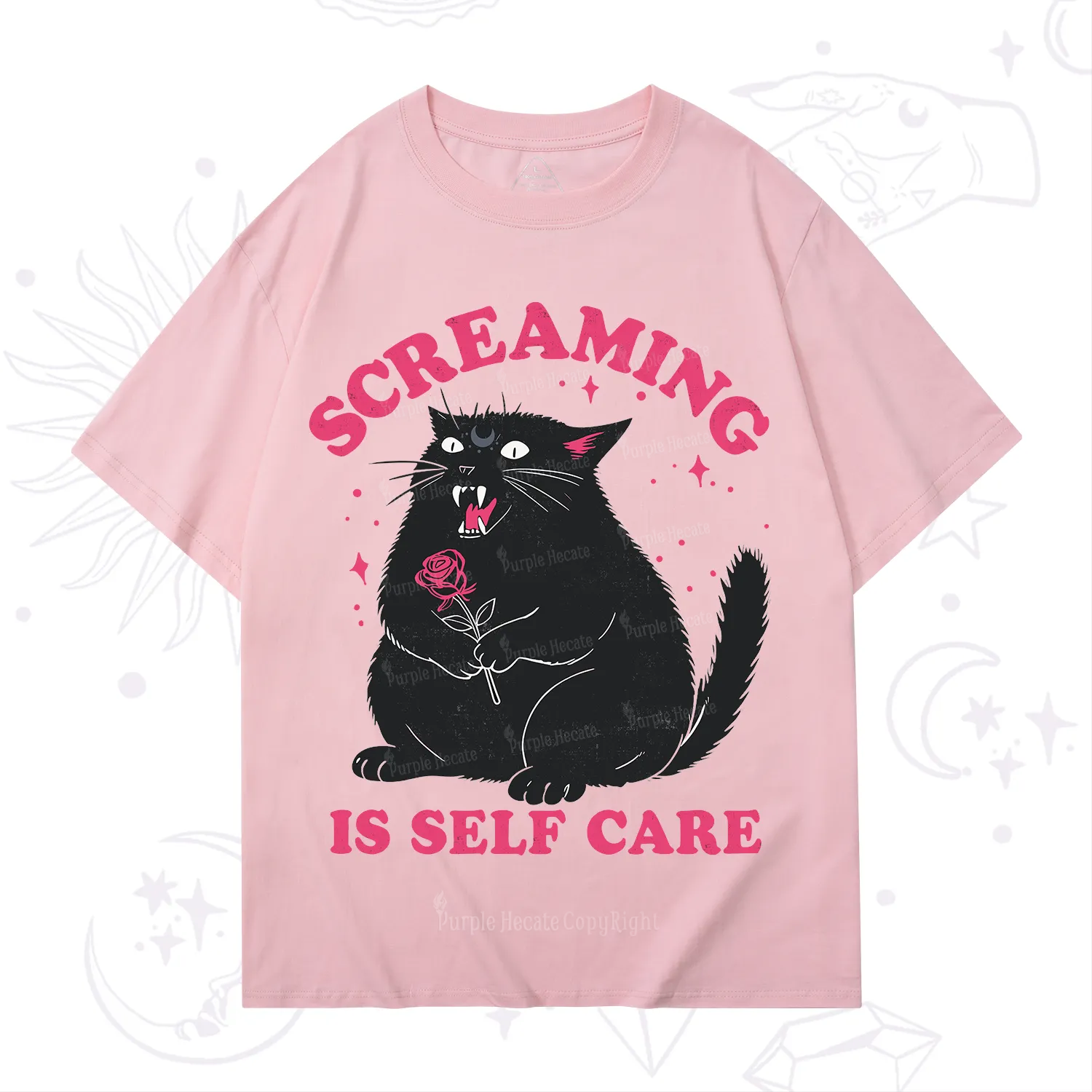Purplehecate Funny Cat Screaming Is Self Care T-Shirt