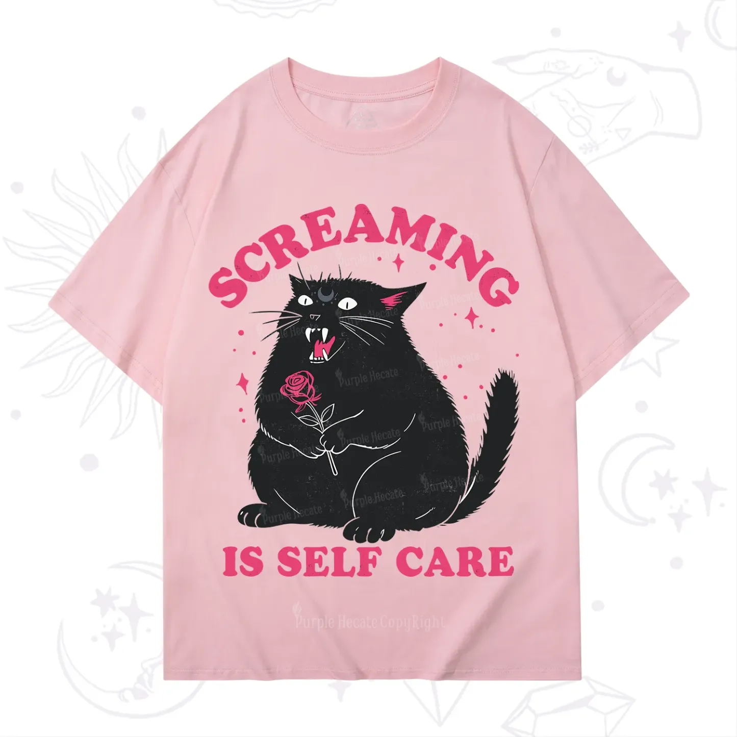 Purplehecate Funny Cat Screaming Is Self Care T-Shirt