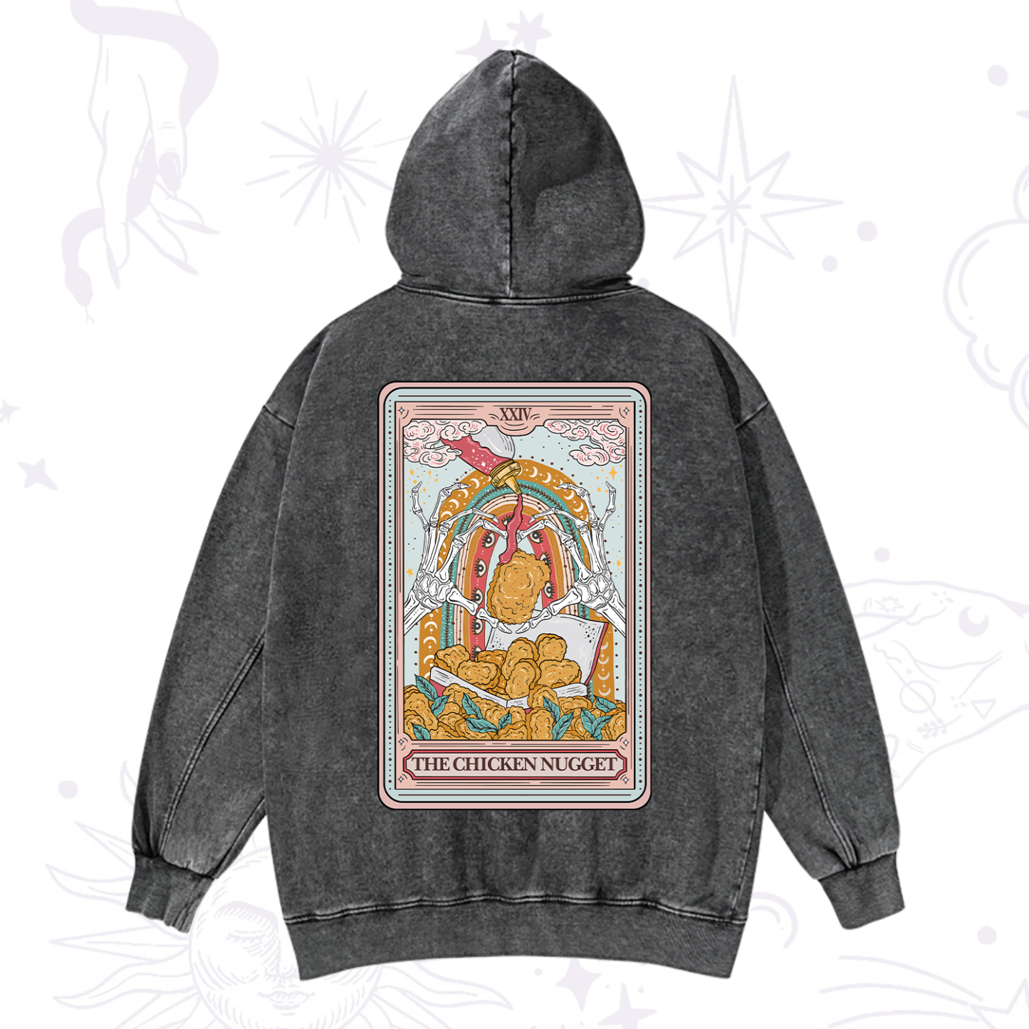 Magic Purplehecate The Chicken Nugget Food Tarot Washed Hoodie