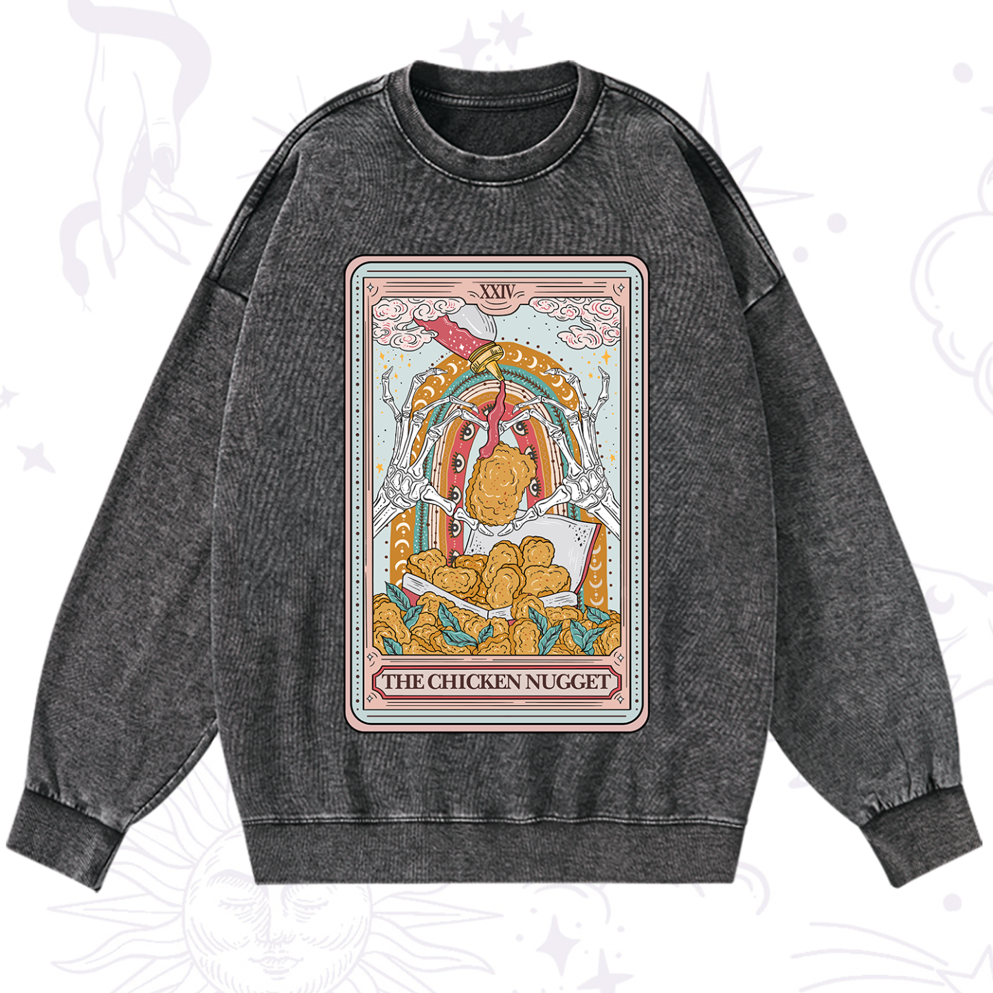 Magic Purplehecate The Chicken Nugget Tarot Washed Sweatshirt