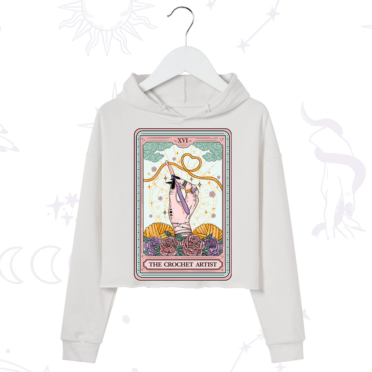 Purplehecate The Crochet Artist Tarot Card Crop Hoodie