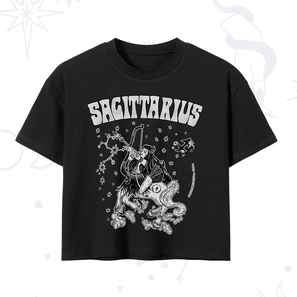 Purplehecate Sagittarius Zodiac Glyphs Crop T-Shirt 