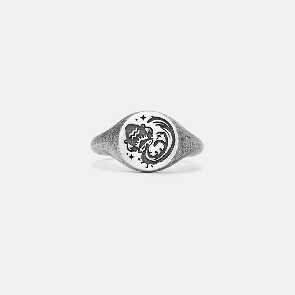 Purplehecate Aquarius Zodiac Sterling Silver Ring