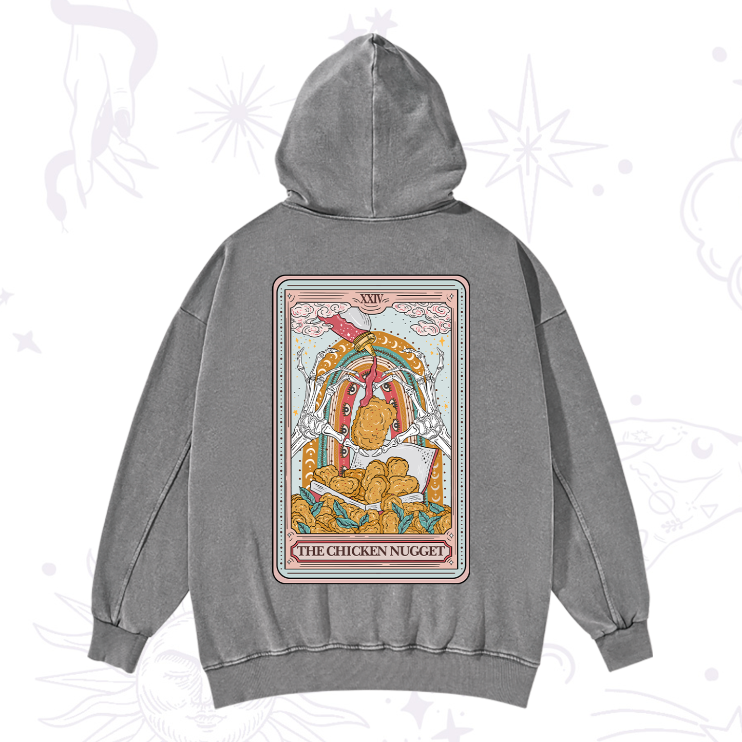 Purplehecate The Chicken Nugget Food Tarot Washed Hoodie