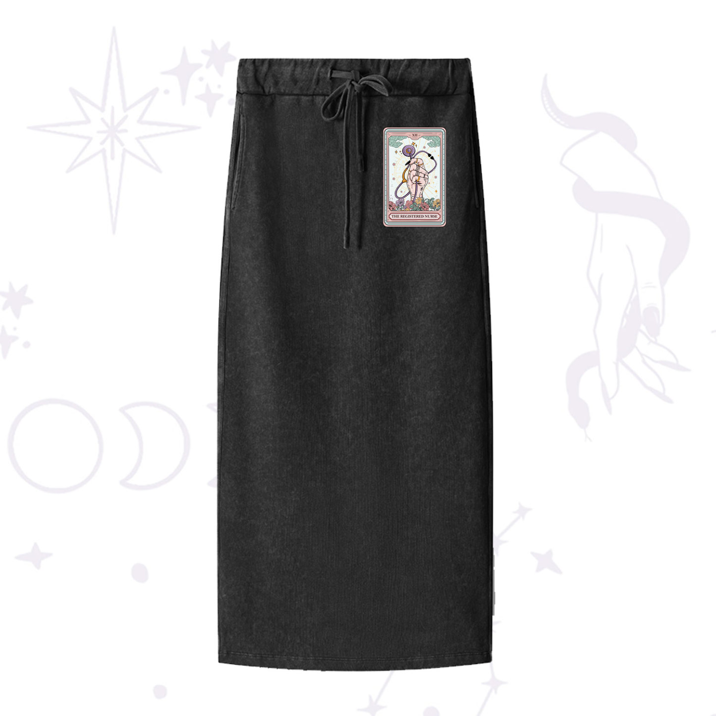 Purplehecate The Registered Nurse Tarot Card Washed Drawstring Long Skirt