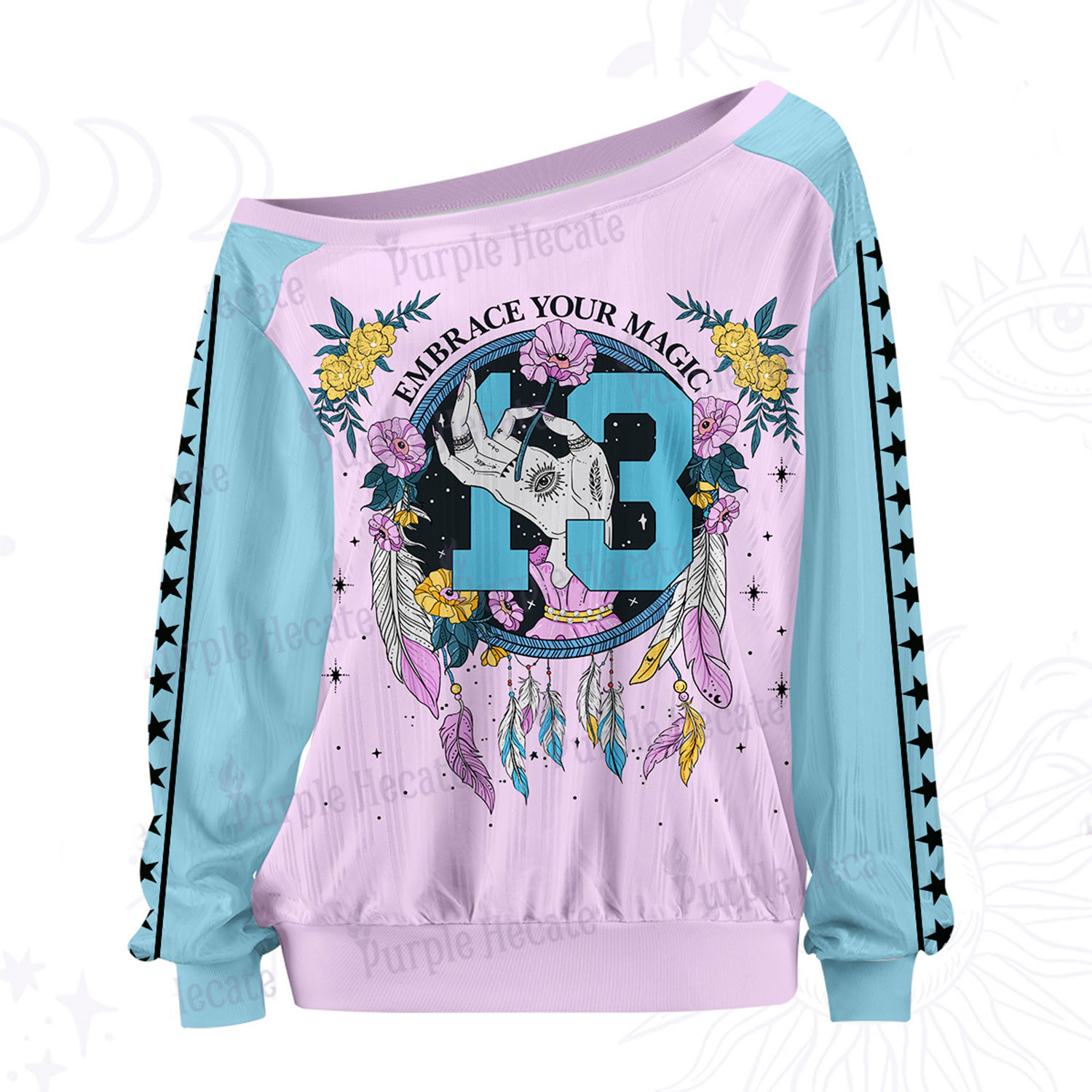 Purplehecate Moonlit Peaks of Starlight Off The Shoulder Graphic Jersey